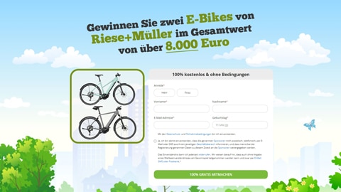 Gewinne zwei E-Bikes von Riese + Müller
