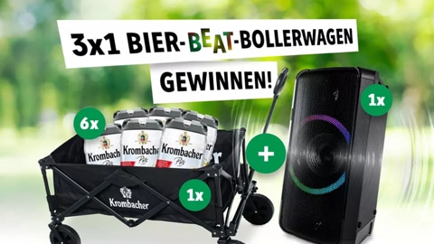 Krombacher Bier Beat Bollerwagen Paket Gewinnspiel